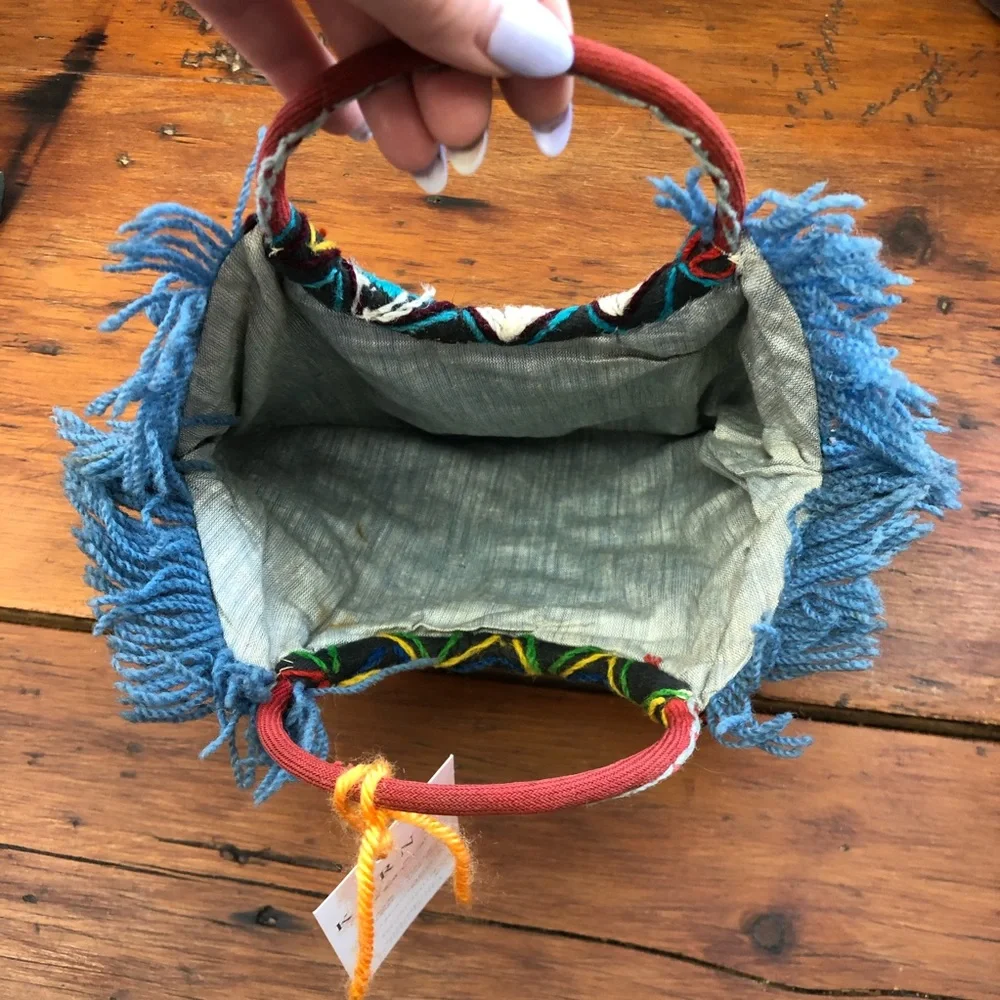 SOLD Vintage Rare 40s Crewel Embroidered Mini Purse Bag - Picture 4 of 5